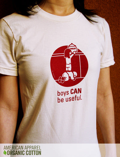 boys can be useful women's t-shirt